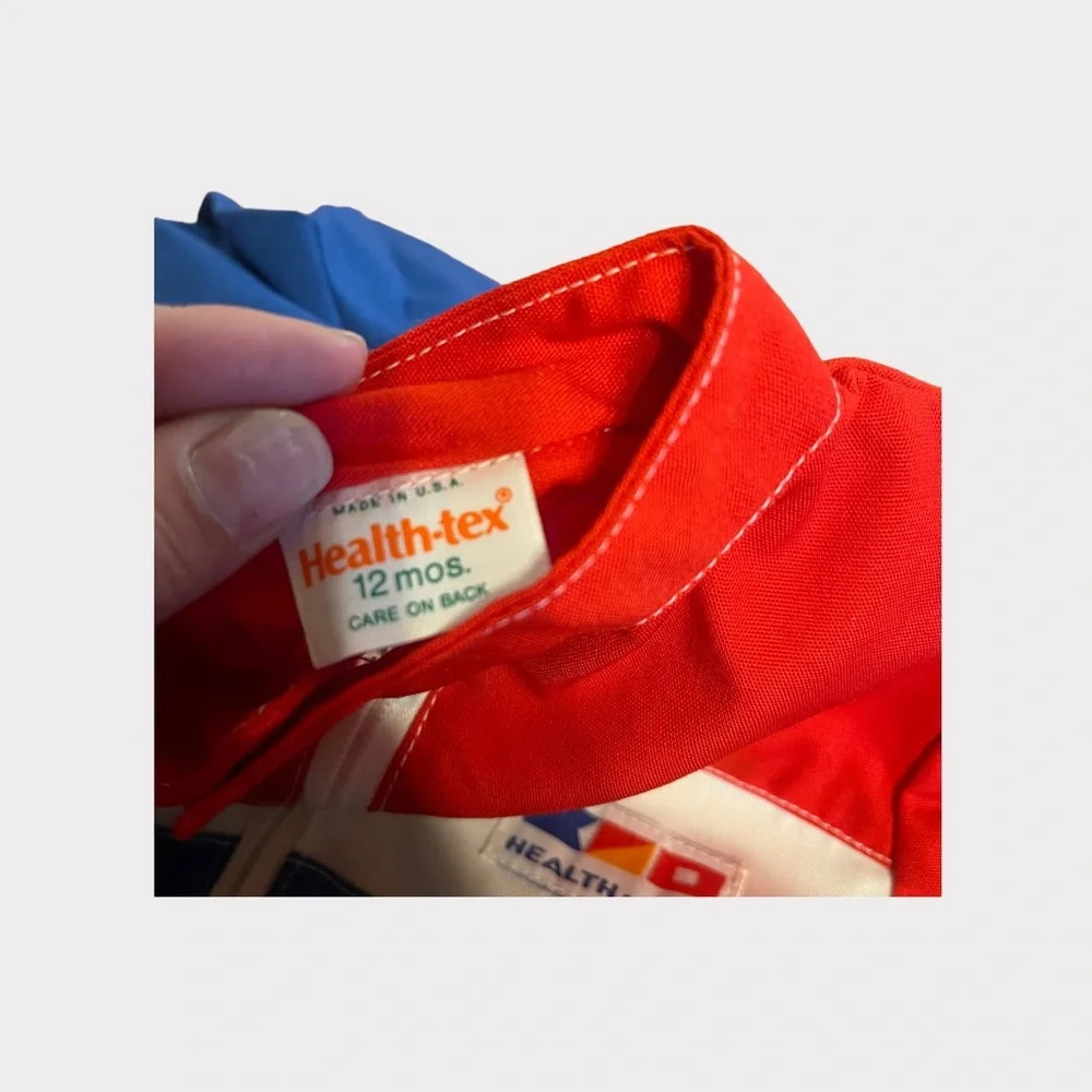 Health-Tex Vintage Red White Blue Patch Detail Jacket & Romper Matching Set